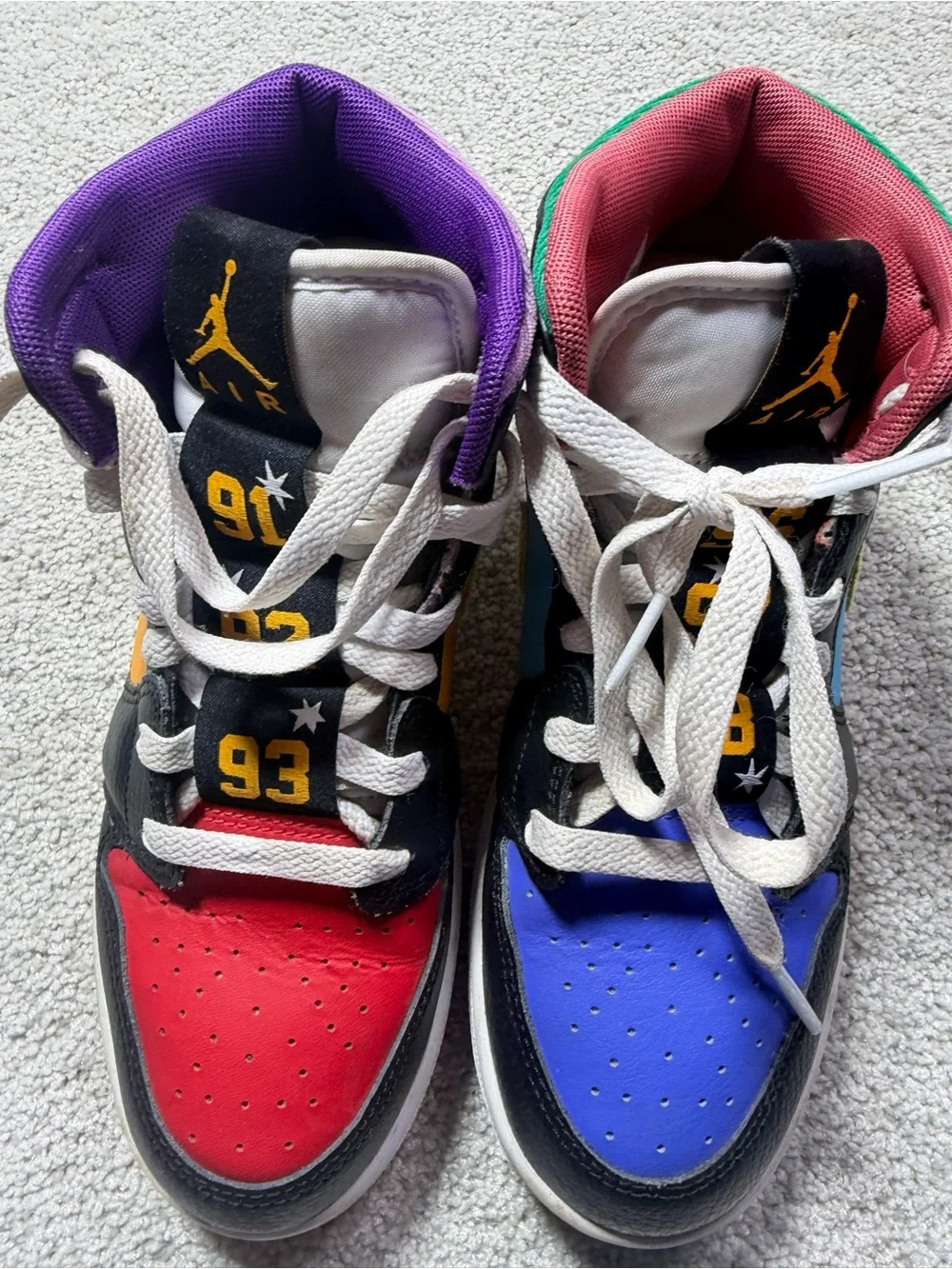 Kids Multicolor Athletic Sneakers with Yellow Swoosh